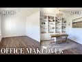 EXTREME OFFICE MAKEOVER! Ikea hack library wall, frame molding, & more! traditional cottage inspired