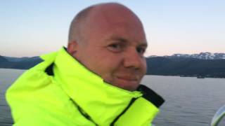 Hydrolift S 24 i solnedgang   Hardangerfjorden