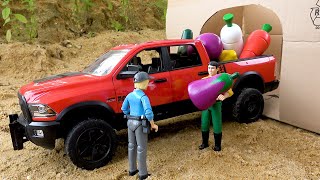 Rescue truck with police cars fire truck and ambulance in the cave - Toy car story