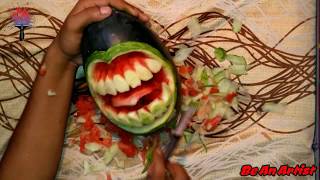 Watermelon Carving for halloween Fruit Carving | Be An Artist