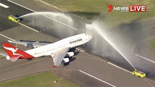 Qantas 747 Last Flight - 7 News Helicopter Aerial Footage - QF7474 - VH-OEJ