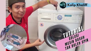 Mesin basuh front load tak boleh spin | Washing machine repair