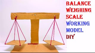weighing balance working model for science project | DIY using cardboard | DIY pandit