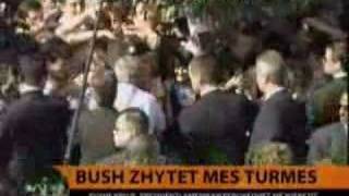 Bush in Albania 2007 - Cheering in Fushe Kruja