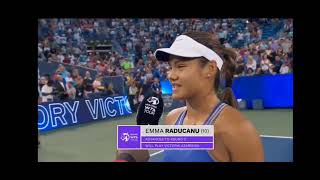 Emma Raducanu on court interview after her 1st rd match against Serena Williams at Cincy Open