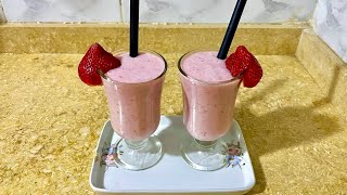 عصير فراوله بالموز بمكون واحد فقط طعمه خطير 😉😋😋👌🔥❤️❤️🍓🍓🍌