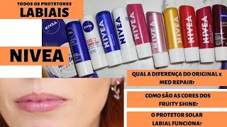 Protetor Labial Nivea - TODAS as opções, qual a diferença do azul, Med Repair, cores Fruity Shine.