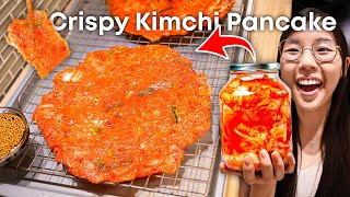 CRISPY Kimchi Pancake 🔥 (TRENDING Korean Vegan Kimchijeon!)