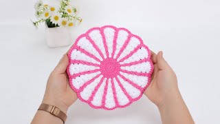 娟娟编织,非常美丽的隔热垫第二集Step by step,easy for beginners DIY Tutorial  crochet coaster part.2