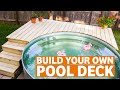 DIY POOL DECK with a Secret Hatch! How To Build A Deck For Your Stock Tank Pool | Plans