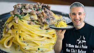 Traditional Italian FETTUCCINE BOSCAIOLA! Nonna tried and asked for the recipe