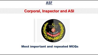ASF VERY IMPORTANT MCQs FOR WRITTEN TEST 2022 | ASF ASI, CORPORAL, INSPECTOR MCQs