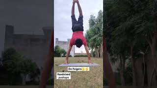 handstand pushups on fingers | calisthenic | hspu | unique athletes | #shorts #trending #viral #fit