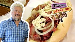 Guy Fieri Eats Pit Beef in Baltimore | Diners, Drive-Ins and Dives | Food Network