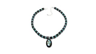 Jay King Black Obsidian and Turquoise Pendant