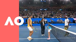 Frances Tiafoe v Rafael Nadal on-court warm up (QF) | Australian Open 2019