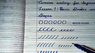 Cursive writing for beginners Lesson 1 | Basic Strokes and Shapes | Cursive handwriting #cursive