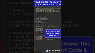 Python Turtle - Draw Star then Fill Color using Python For Loop #python #pythonprogramming