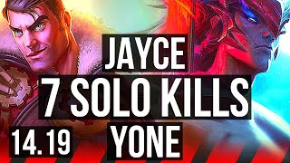 JAYCE vs YONE (TOP) | 7 solo kills, 700+ games | EUW Master | 14.19