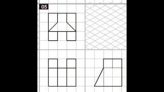 全華圖學085頁第05題/三視圖轉等角圖/連接法/第三角法