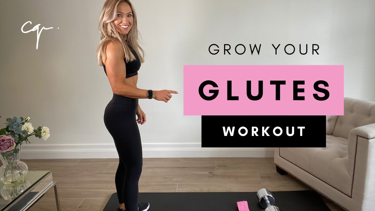 20 MIN GLUTE WORKOUT - Grow Your Glutes At Home With Band & Dumbbell ...