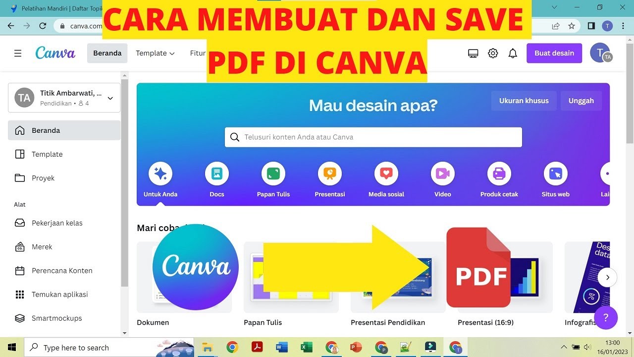 CARA MEMBUAT DAN SAVE PDF DI CANVA - YouTube