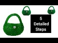 How to make A semi-circle beaded bag in 5 steps// Easy beaded bag