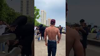 when fitness freak goes shirtless in public indian 🇮🇳 public reaction 😂😱 #publicreaction