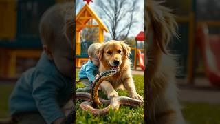 Hero Dog Risks Life to Save Baby from Snake #dog #pets #animalrescue #dogrescue #shorts