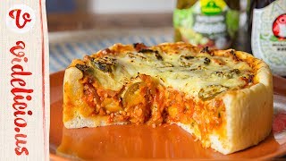 ハラペーニョがピリッときいたホールケーキサイズのシカゴピザ｜How to make Chicago Pizza