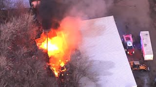 WATCH: Sky 5 shows large flames in southwest Oklahoma City