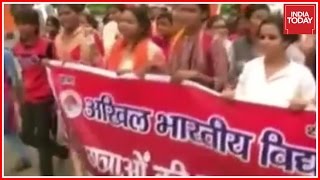 ABVP Protest Against Deteriorating Law And Order Situation In UP