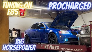 ‼️PROCHARGED G8 GT HITS THE DYNO AND MAKES BIG POWER ON E85 …STREET TUNING WAS WILD 😳😳(MUST SEE)‼️