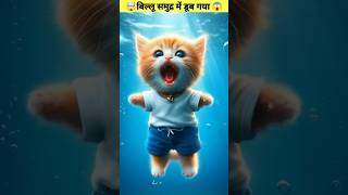 बिल्लू समुद्र में डूब गया 😱#shorts #ytshorts #cat