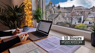 10 HOUR STUDY WITH ME | Background noise, 10-min Break, No music, Study with Merve