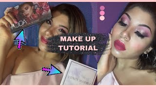 MAKE UP TUTORIAL PALETA ROSE GOLD REMASTERED HUDA BEAUTY Y ILUMINADOR VENUS MARBLE | maquillaje once