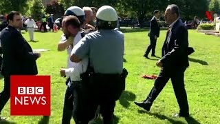 Protesters injured outside Turkish embassy in Washington - BBC News