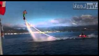 PURE AWESOMENESS! This guy does a double back flip with a flyboard