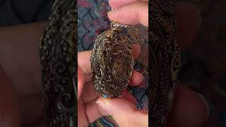 QiLing Aura Hand-Carved White Copper and Tibetan Silver Sandalwood Buddhist Pendant #buddhapendant