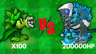 100 Plant All Hybird Vs Boss Ultra Frost Gargantuar 200000HP, Who will win? PvZ Hybrid PK Challenge