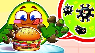 Wash Your Hands 🤲 Healthy Food vs Junk Food Song 🍔🥗 | Kids Cartoons and Nursery Rhymes Baby Avocado
