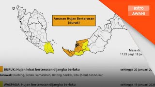 Amaran hujan berterusan tahap buruk di Sarawak sehingga esok