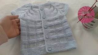 1 YUMAKTAN BEBEK YELEĞİ✅YAKADAN BAŞLAMA KOLAY YELEK✅reglan kol bebek yeleği kesme şeker #knitting