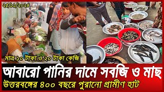 মাত্র ১০ টাকা ২০ টাকা কেজি সবজি ও পানির দামে বিলের মাছ। উত্তরবঙ্গের গ্রামীণ হাট। ||Village Market||