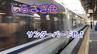 【珍編成】681系しらさぎ色＋683系更新車のサンダーバード号 芦原温泉駅通過