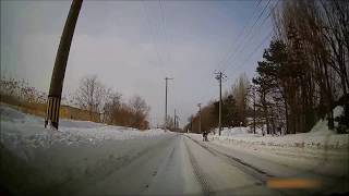 圧雪ツルツル路面 バイク走行してる (郵便配達さん)