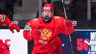 World Junior Championship 2022. Michkov scores a double against Sweden