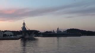 横須賀　海上自衛隊　旗下げ　満艦飾～電灯艦飾