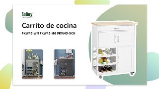 SoBuy Carrito de cocina | Carrito de servir | Camarera con rueda | Muebles cocina | FKW45-WN