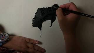 Time lapse drawing of siluet